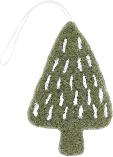 Rico Design Weihnachtsaufhänger Tanne mit Tannenzapfen aus handgefilzter Schafwolle in Grün - Bild 1