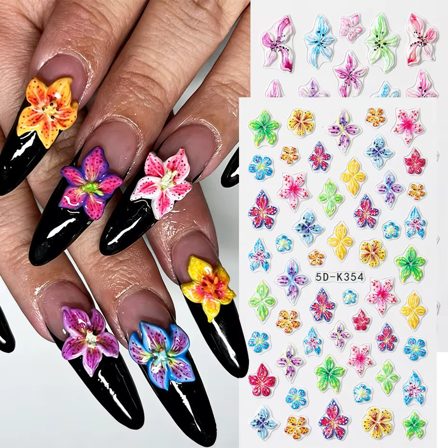 Full Beauty Hibiskusblüten-Nagelkunst-Aufkleber, Glänzend, 2 Stück - Bild 2