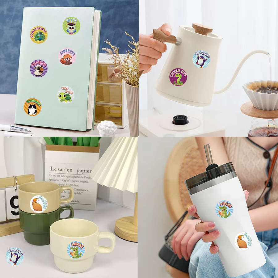 500 Stück wasserfeste Tier-Slogan Aufkleber in Multicolor für Laptop, Scrapbook und DIY-Projekte - Bild 3