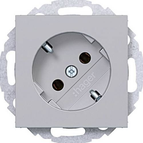 Hager Schutzkontakt-Steckdose WAS1105TA in Silber und Grau - Bild 1