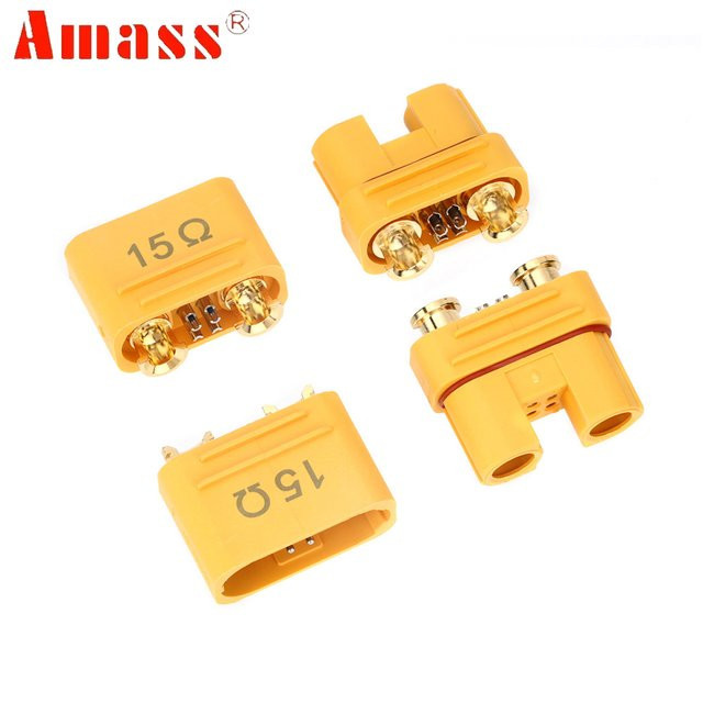 Amass AS150U Set mit 10 Paar vergoldete wasserdichte Messingstecker 2,0 mm Bananenstecker mit Signalpin in Gold für RC-Lipo-Teile - Bild 1