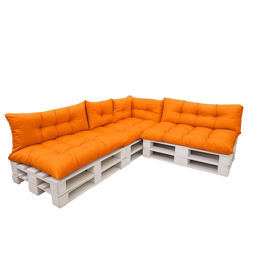 Setgarden 7er Palettensofa Kissen-Set für Outdoor in Orange, 1tlg. mit Sitzkissen Breite: 120 cm, Tiefe: 80 cm und Rückenkissen Breite: 120 cm, Höhe: 40 cm - Bild 2
