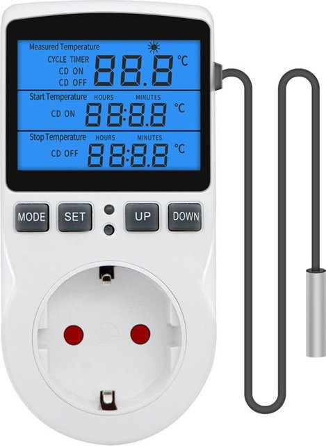 Meiteai-All Digitaler Temperaturregler mit Hintergrundbeleuchtung und Sensorsonde in Blau - Bild 1