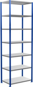 Schulte Grundregal Steckregal MULTIplus250 mit 7 Fachböden und Kreuzstrebe, Farbe Enzianblau/Verzinkt, B/T/H: 300 x 100 x 60 cm - Bild 1