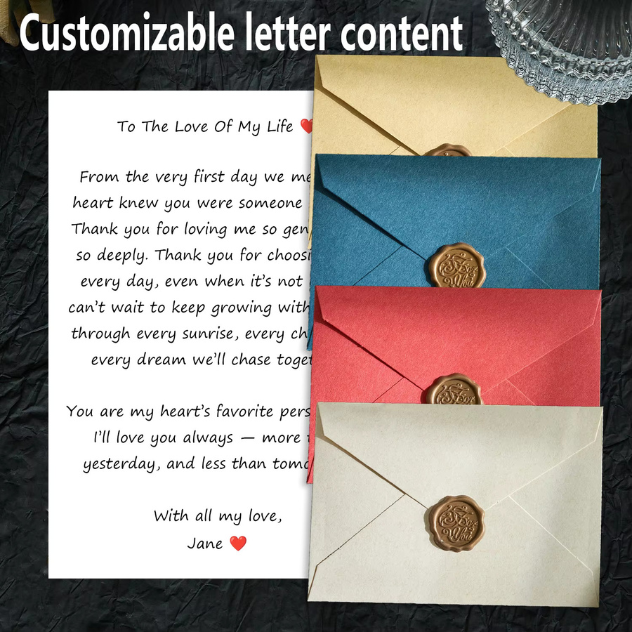 Personalisierte Valentinstagsbriefe und Umschläge aus Papier in Beige für Erwachsene - Bild 2