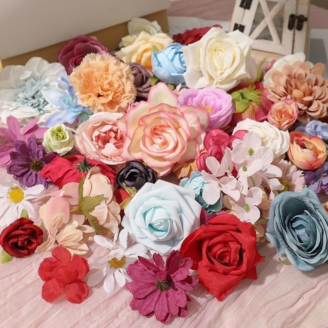 MENGHAO Künstliche Blumen Set in gemischten Farben für deine Heimdekoration, Hochzeitsdekoration und DIY-Geschenke aus Textil - Bild 1