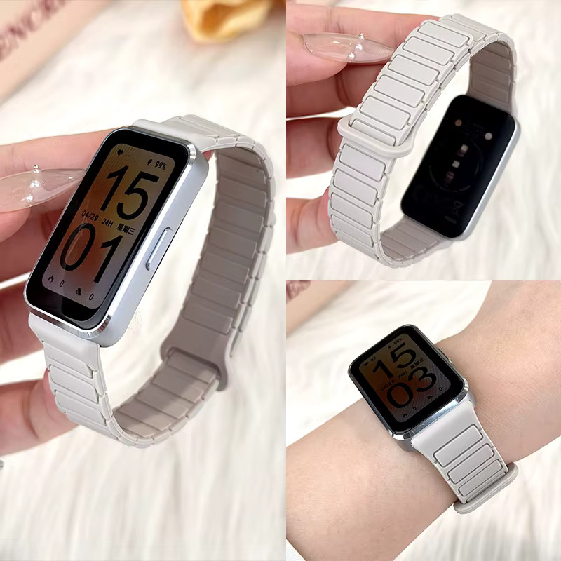 JDFANS Uhrenarmband Silikon, Weiß, NFC, für Huawei Band 10/9/8 - Bild 3