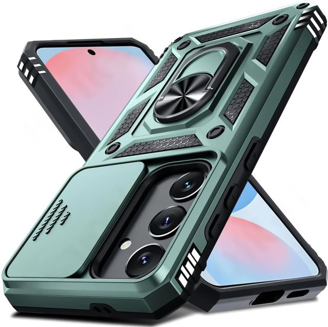 Militärische Rüstung Handyhülle für Samsung Galaxy A-Serie mit Kameraschutz und magnetischem Ringständer in Grün - Bild 1