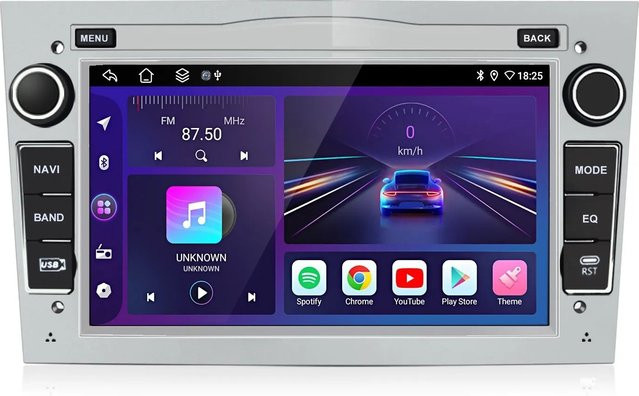 Junsun Autoradio für Opel Corsa C/D und Zafira B mit Bluetooth, Wi-Fi, USB und 7,0 Zoll Display in Silber - Bild 1