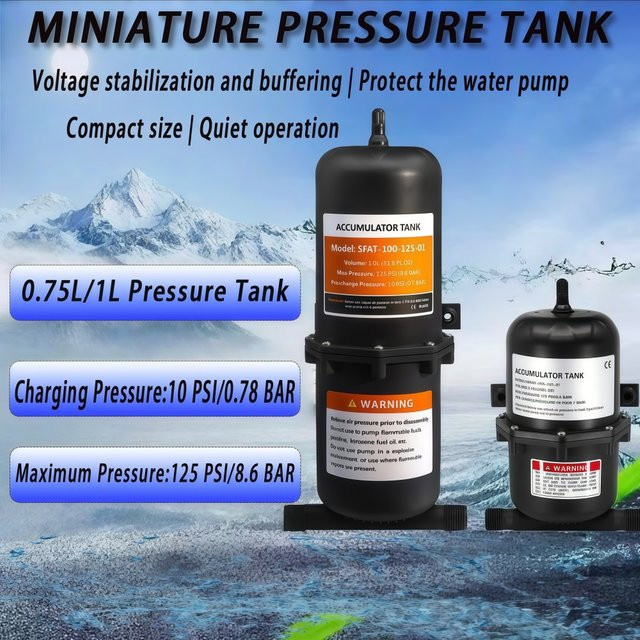 xmshxltd Miniatur-Wasserpumpen-Drucktank mit konstantem Druck, 0,75 l oder 1 l, 125 PSI/8,6 bar - Bild 1