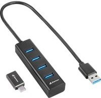 Sharkoon USB 3.2 Gen 1 Schnittstellen-Hub mit USB-C und USB-A Anschlüssen in Schwarz und Silber - Bild 1