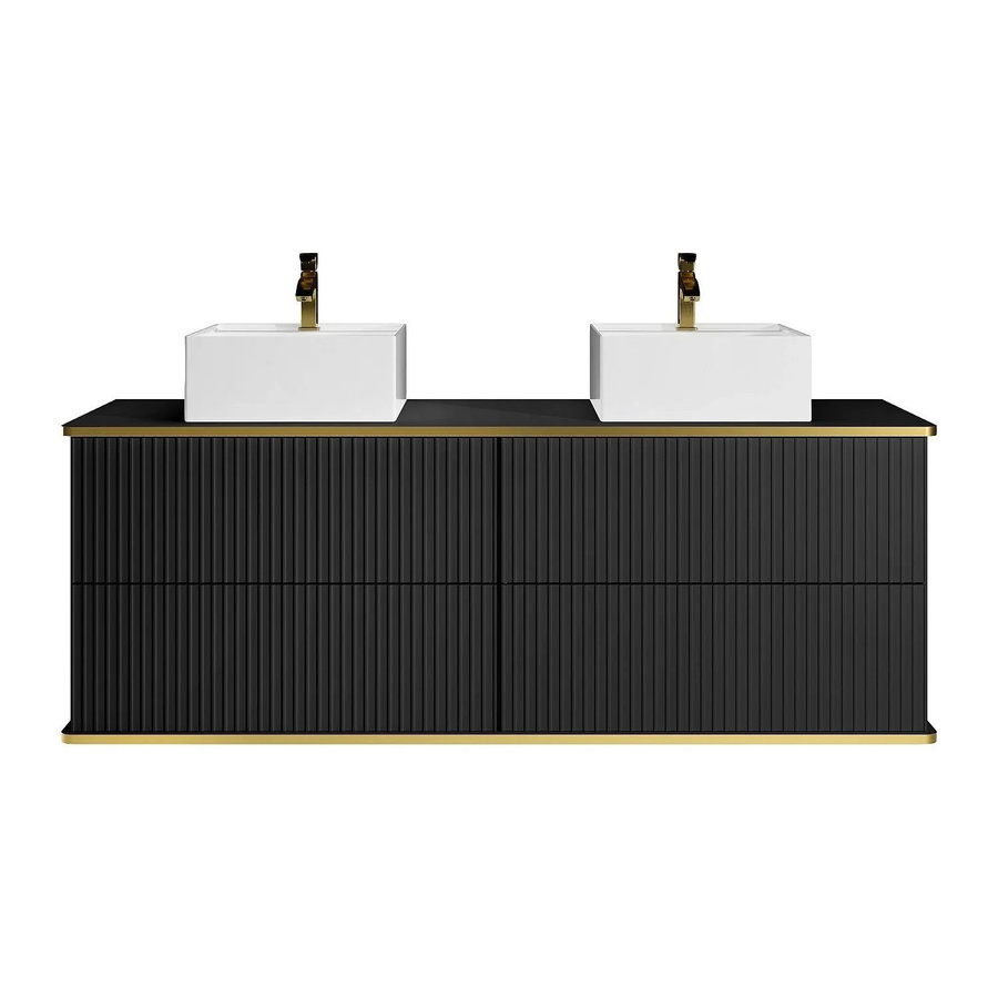 Vente-unique Doppelwaschtisch Keliza in Schwarz mit Streifenoptik, Breite: 150 cm - Bild 2