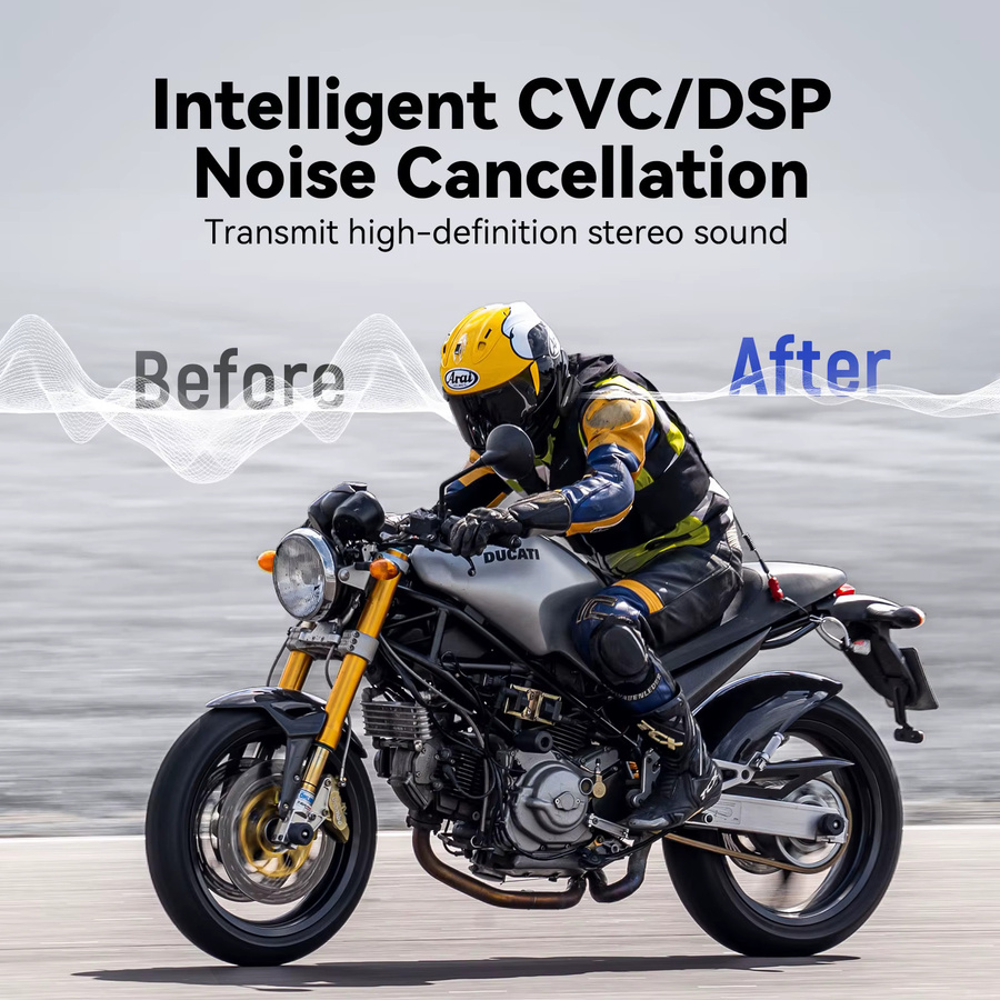 Lexin Meshcom Motorrad Bluetooth Headset mit Mesh-Kommunikationssystem und Gegensprechanlage für bis zu 24 Fahrer in Schwarz - Bild 4
