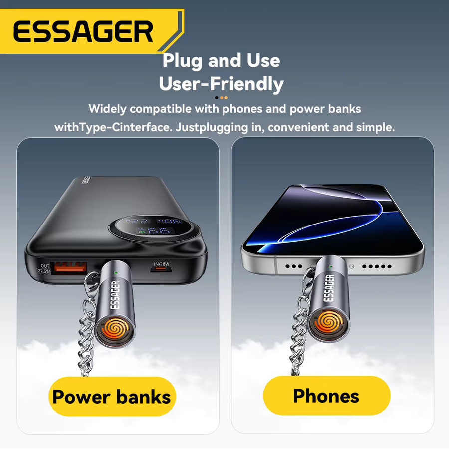 Essager USB-C Mini-Feuerzeug mit Wolframdraht in Grau - Bild 2