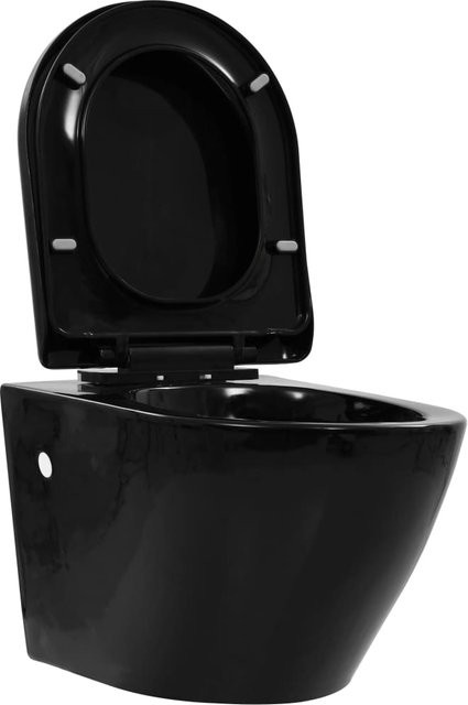 Wandhängendes WC aus Keramik von Yiwydaa in Schwarz mit Spülrandloser Technologie und Soft-Close-Funktion - Bild 1