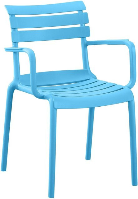 CLP Gartenstuhl Joliya Blau, stapelbarer Outdoorstuhl aus Kunststoff mit Armlehnen, wetterfest und UV-beständig - Bild 1