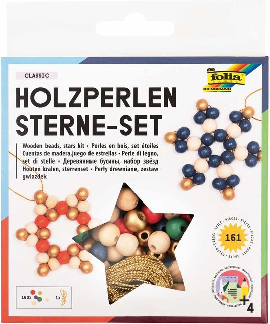 folia Holzperlen Stern-Set classic Weihnachtsdeko aus Holz - Bild 1