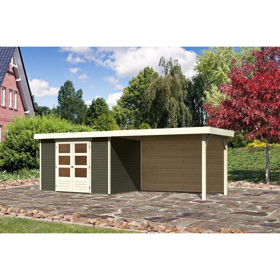 Karibu Holz-Gartenhaus Boras mit Flachdach in Terragrau, B: 298 cm, T: 213 cm, H: 211 cm - Bild 2