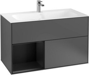V&B Finion Waschtischunterschrank mit LED-Beleuchtung in Anthrazit, Wandmontage, B: 99,6 cm, H: 59,1 cm - Bild 1