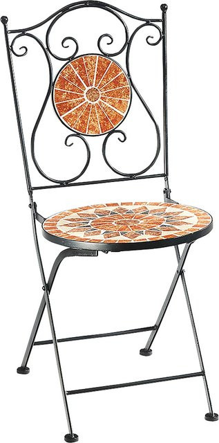 Kobolo Gartenklappstuhl Mosaikstuhl aus Metall in Orange und Schwarz, Höhe: 88 cm - Bild 1