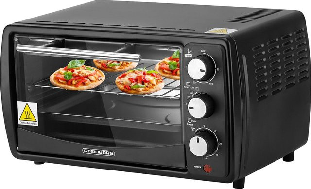 Steinborg Minibackofen SB-3005S mit 13 Litern Volumen, 1200 Watt, Grillfunktion, Ober- und Unterhitze sowie Timer in Schwarz - Bild 1