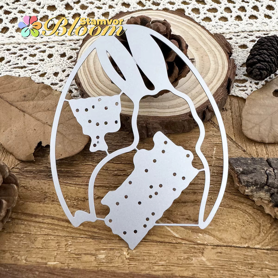 Metall-Stanzformen mit Osterei-Hasen-Motiven in Silber für Scrapbooking und dekorative Prägung - Bild 4