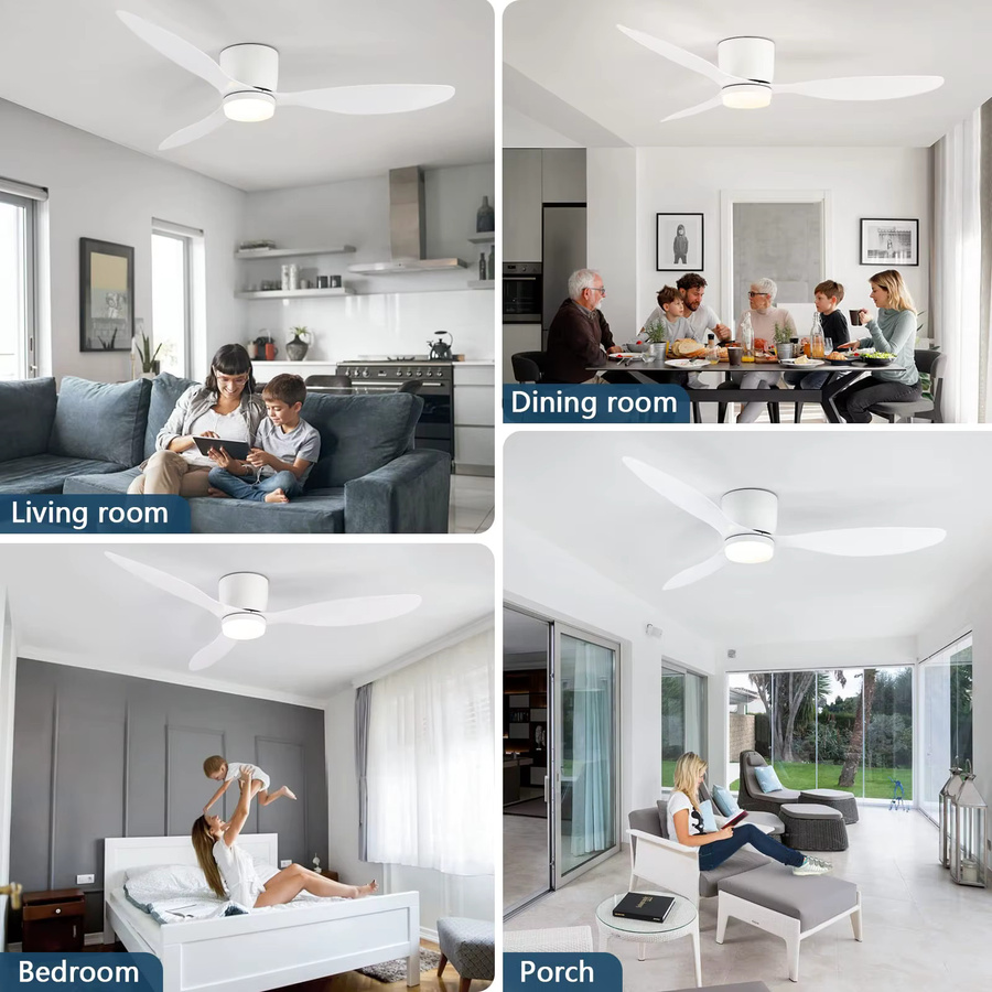 Jelena Deckenventilator mit integriertem LED-Licht und Fernbedienung, 52 Zoll, Schwarz - Bild 3