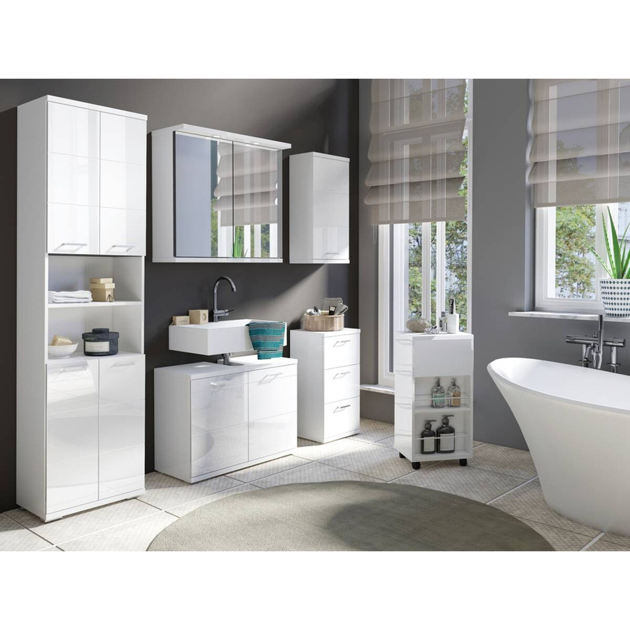 Hochschrank NEBRASKA byLIVING für das Badezimmer, Weiß Hochglanz, B/H/T: 50 x 192 x 31,5 cm - Bild 2