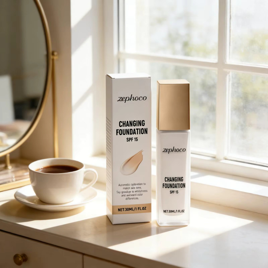 Zephoco Farbwechselnde Foundation SPF 15, Mattes Finish, Unisex - Bild 4