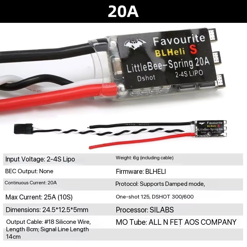 Little Bee BLHELI-S bürstenloser Regler 20-30A Schwarz für Multicopter FPV 2-6S mit DSHOT Oneshot42 und OneShot125 von BANGSHE - Bild 2