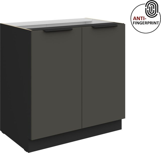 Küchenunterschrank ARIA in Graphite matt mit Anti-Fingerprint-Beschichtung, Breite: 80 cm - Bild 1
