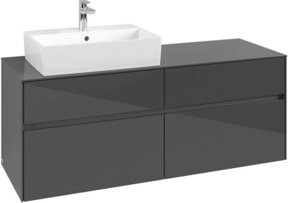 V&B Waschtischunterschrank Collaro in Grau Hochglanz mit Waschtisch links, B/T/H: 140 x 54,8 x 50 cm - Bild 1