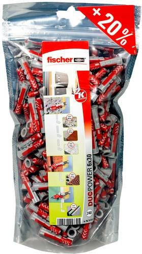 Fischer DUOPOWER 6 Universal Dübel 6 mm, 240 Stück BigPack, Rot - Bild 1