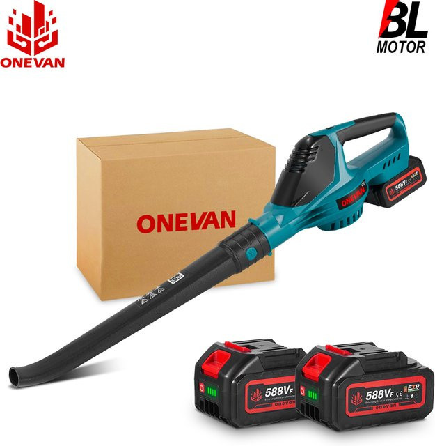 ONEVAN Bürstenloser elektrischer Laubbläser 5500W, kabelloser Laub-, Schnee- und Staubbläser mit 5 Geschwindigkeitsstufen, kompatibel mit Makita 18V Akku, Farbe: Petrol - Bild 1