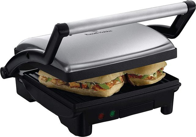 Russell Hobbs Cook@Home 3in1 Paninigrill in Silber mit Edelstahlgehäuse und herausnehmbaren Platten - Bild 1