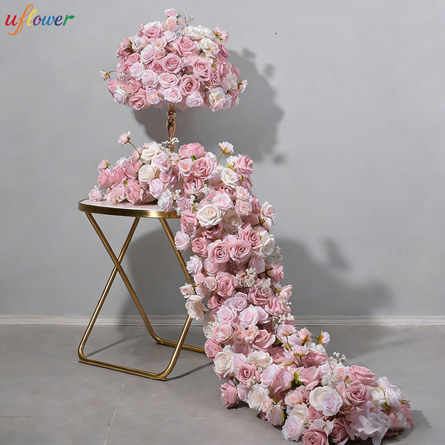 Uflower Künstliche Blumen in Pink als florale Tischdekoration und Hochzeits-Mittelstück - Bild 1