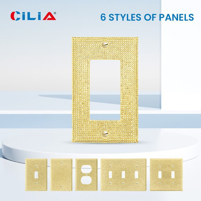 CILIA Wandpaneel Lichtschalterabdeckung und Steckdosenabdeckung in Gold-Diamant-Design - Bild 1