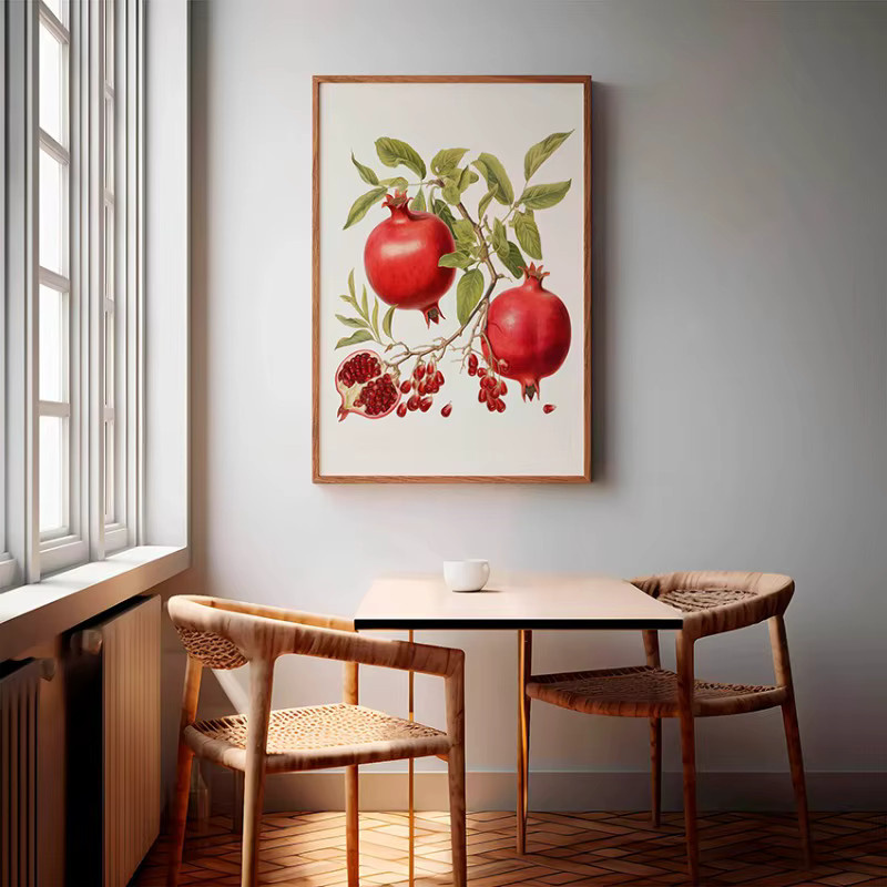 Potdemiel Wandkunst Leinwand Poster mit botanischem Obstmotiv in Orange im Vintage-Stil - Bild 2