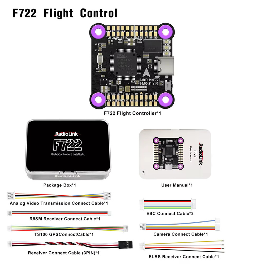 Radiolink F722 Flight Control mit 128 MB Black Box und 60 A Regler in Schwarz für Flying-Wing-Hubschrauber - Bild 2