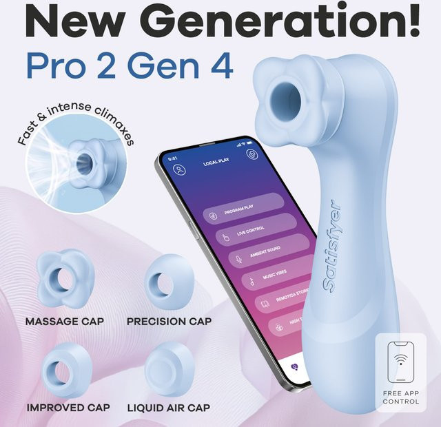 Satisfyer Pro 2 Generation 4 Connect App Vibrationsmassage in Blau, Höhe: 16,5 cm - Bild 1