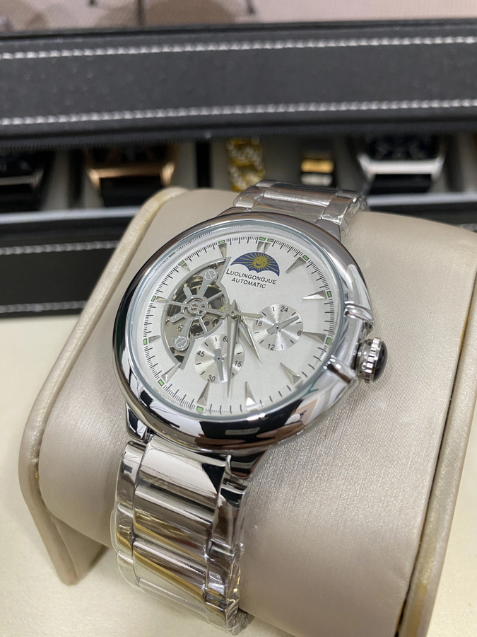 LUOLINGONGJUE Armbanduhr Automatik, Edelstahl, Weiß, Herren - Bild 3