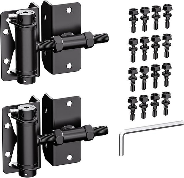 ABRU Torbänder in Schwarz, verstellbare und robuste selbstschließende Torbänder für Holz-, Metall-, Vinyl- oder PVC-Zäune, 2er-Pack - Bild 1