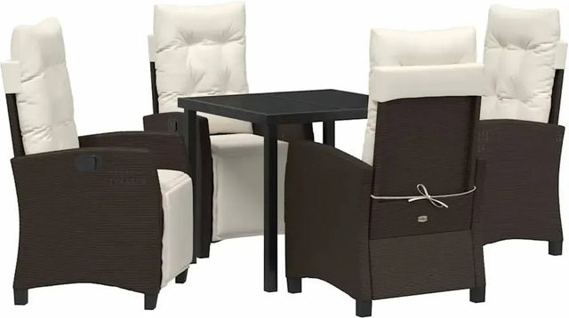 vidaXL Garten Essgruppe 5-teilig aus Poly-Rattan und Glas in Braun - Bild 1