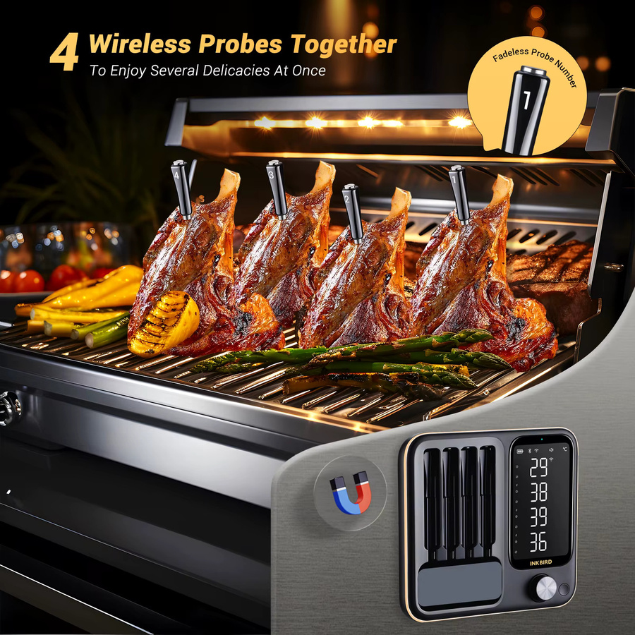 Inkbird Kabelloses Bluetooth Fleischthermometer in Schwarz mit 4 Sensoren und App-Steuerung für BBQ und Grillen - Bild 2