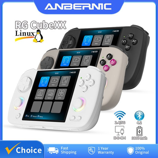 Anbernic RG Cubexx Retro Handheld-Spielekonsole in Schwarz mit 3,95 Zoll IPS Display, Linux 64bit, WiFi und Bluetooth - Bild 1