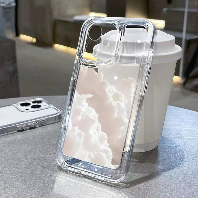 TUNEDEE Transparente Handyhülle mit Wolkenmuster für iPhone 15 14 13 12 Pro Max XR XS Max X 7 8 Plus SE Stoßfeste Weiche Schutzhülle - Bild 1
