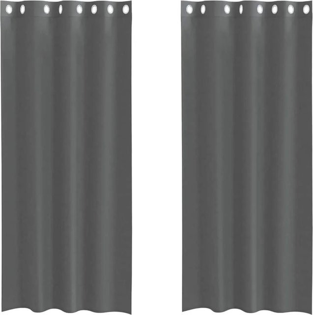 vidaXL Voile Vorhänge mit Ösen, 2er Set, Dunkelgrau, B: 140 cm, H: 225 cm - Bild 1