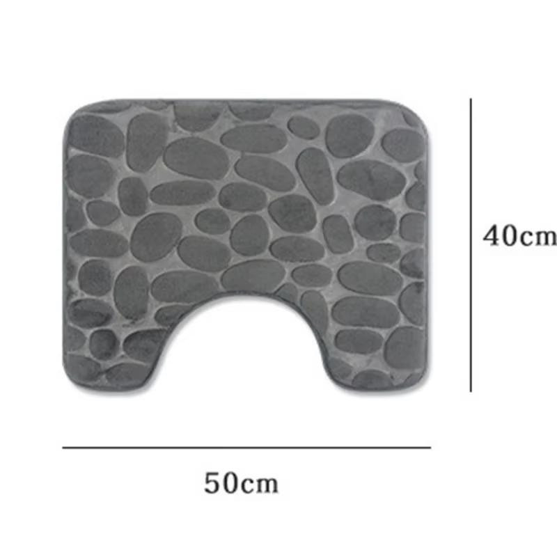 Rutschfeste Badezimmer Bodenmatte aus Korallenfleece mit Stein-Optik in Grau, B/T: 40 x 50 cm - Bild 2