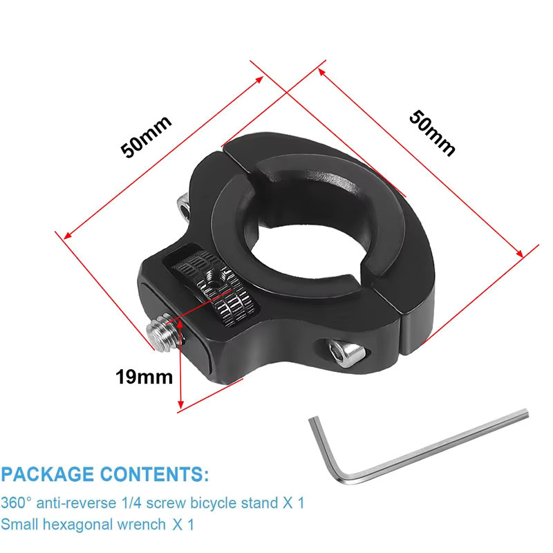 DIXSG Aluminium-Fahrradhalterung und Motorrad-Lenkerhalterung in Schwarz für DJI Osmo Pocket, GoPro und Insta360 Kameras - Bild 2