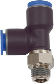 Riegler T-Steckverschraubung Blaue Serie in L-Form, drehbar, R 3/8 a., Durchmesser 6 mm, blau - Bild 1